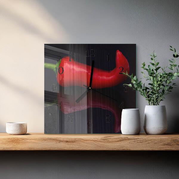 Wanduhr aus glas Chilischoten