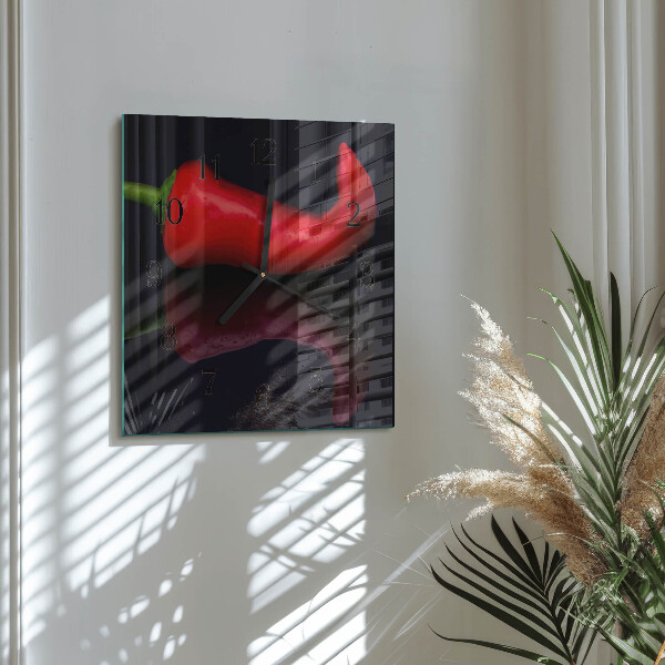 Wanduhr aus glas Chilischoten