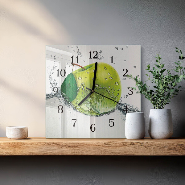 Wanduhr aus glas Apfel