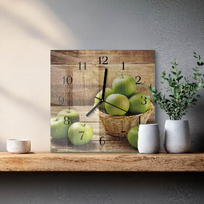 Wanduhr aus glas Apfel