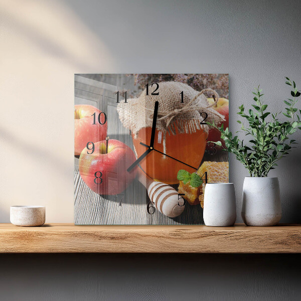 Wanduhr aus glas Apfelhonig