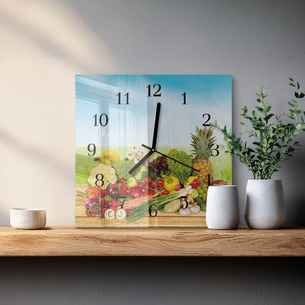 Wanduhr aus glas Gemüse Obst