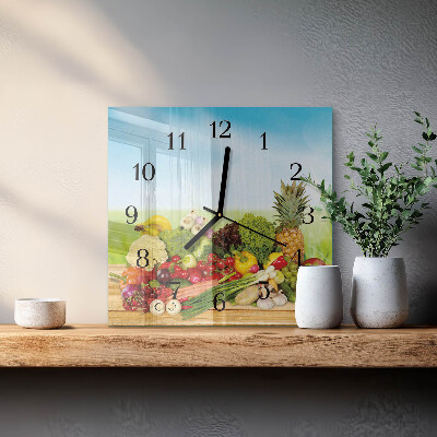 Wanduhr aus glas Gemüse Obst