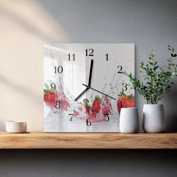 Wanduhr aus glas Erdbeere