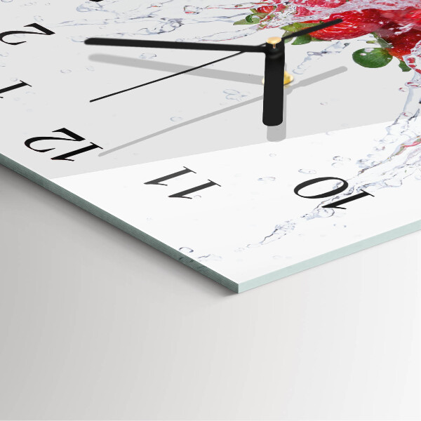 Wanduhr aus glas Erdbeere
