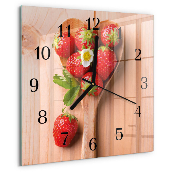 Wanduhr aus glas Erdbeere