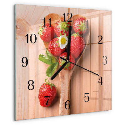Wanduhr aus glas Erdbeere