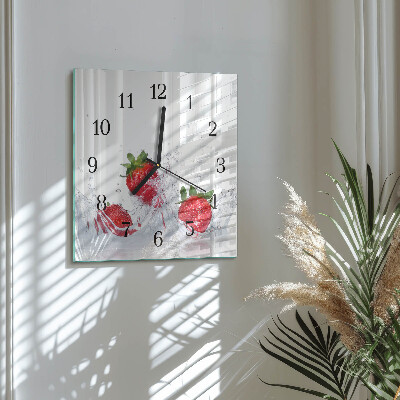 Wanduhr aus glas Erdbeere