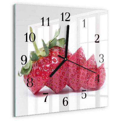 Wanduhr aus glas Erdbeere