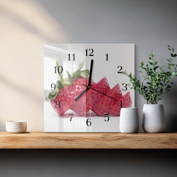 Wanduhr aus glas Erdbeere