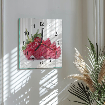 Wanduhr aus glas Erdbeere