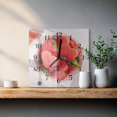 Wanduhr aus glas Wassermelonenherz