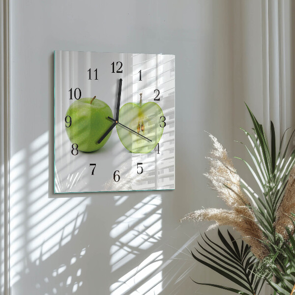 Wanduhr aus glas Apfel