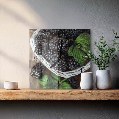 Wanduhr aus glas Brombeeren