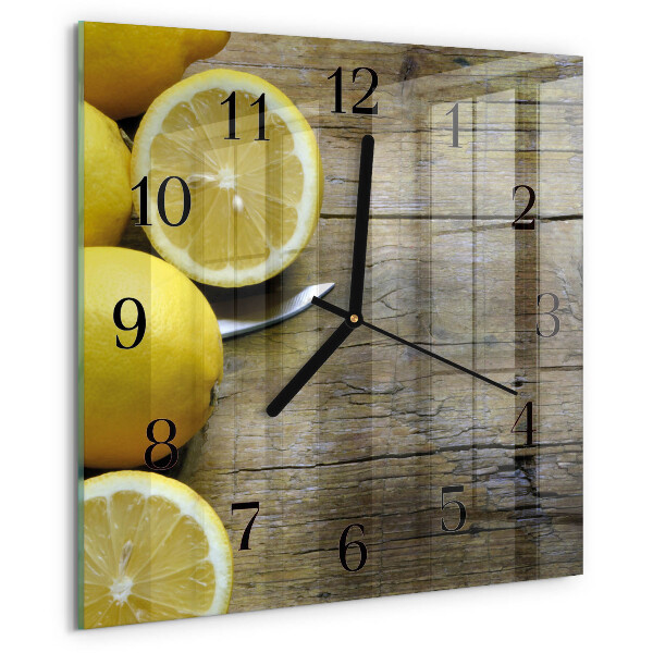 Wanduhr aus glas Saftige Zitronen