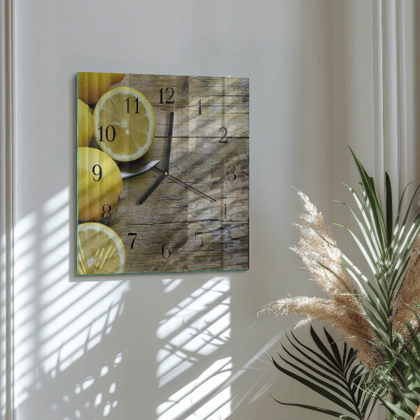 Wanduhr aus glas Saftige Zitronen