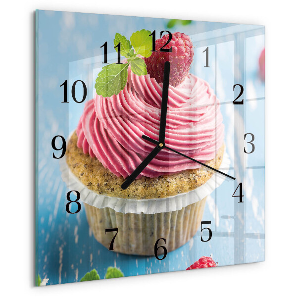 Wanduhr aus glas Himbeermuffin