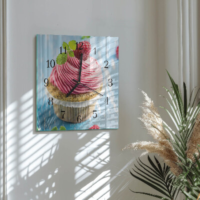 Wanduhr aus glas Himbeermuffin