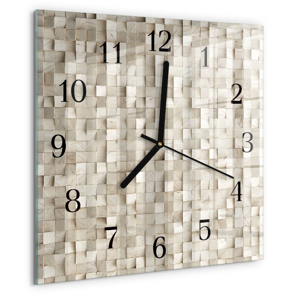 Wanduhr aus glas Holzmosaik