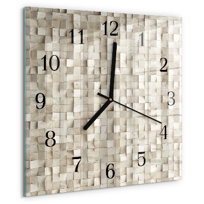 Wanduhr aus glas Holzmosaik