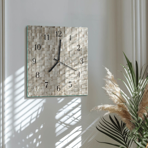 Wanduhr aus glas Holzmosaik