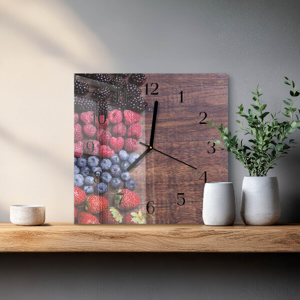 Wanduhr aus glas Waldfrüchte