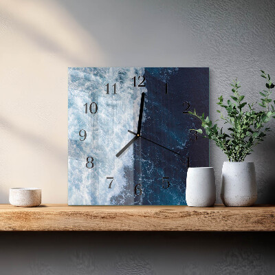 Wanduhr aus glas Meereswellen