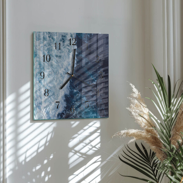 Wanduhr aus glas Meereswellen