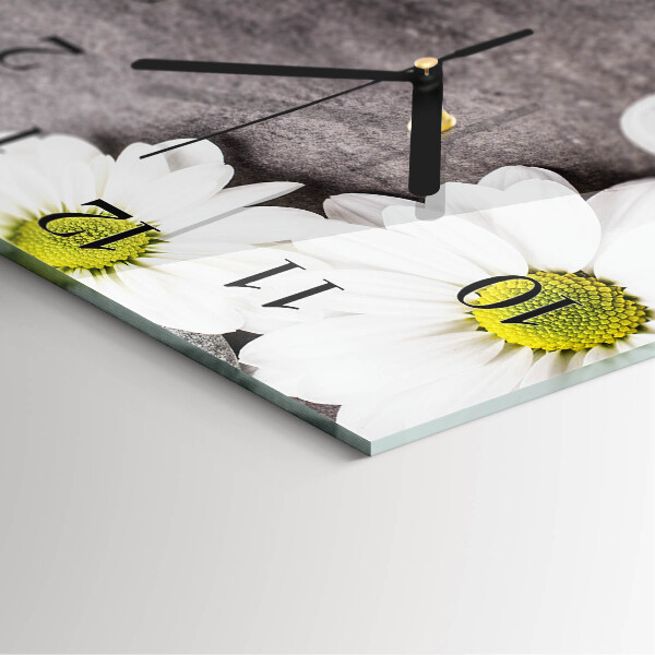 Wanduhr aus glas Blumen und Steine