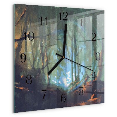 Wanduhr aus glas Mystischer Wald
