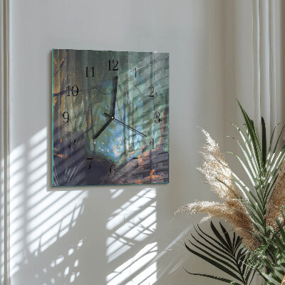 Wanduhr aus glas Mystischer Wald