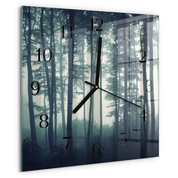 Wanduhr aus glas Nebliger Wald