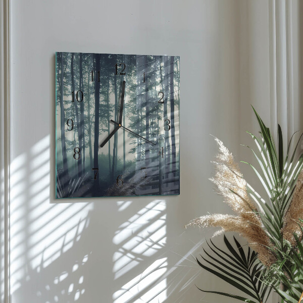 Wanduhr aus glas Nebliger Wald