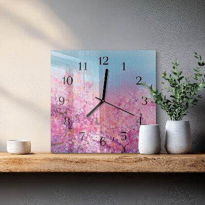 Wanduhr aus glas Blumenmuster