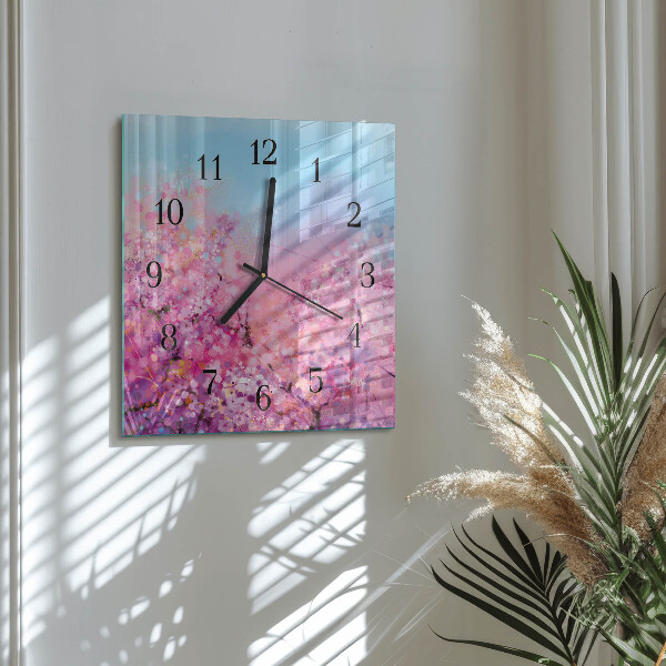 Wanduhr aus glas Blumenmuster