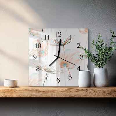 Wanduhr aus glas Löwenzahn