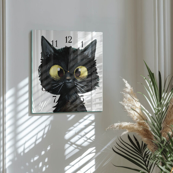 Wanduhr aus glas Schwarze Katze