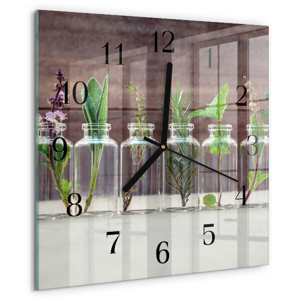 Wanduhr aus glas Kräuter