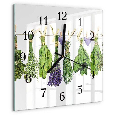 Wanduhr aus glas Kräuter