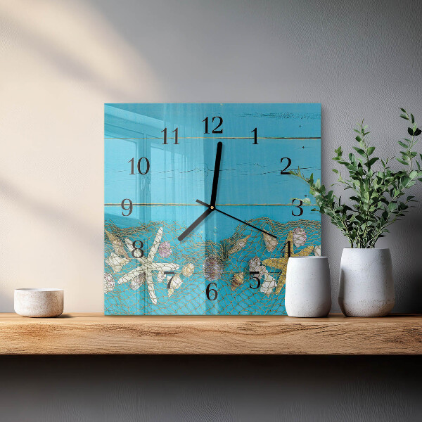Wanduhr aus glas Meeresschätze