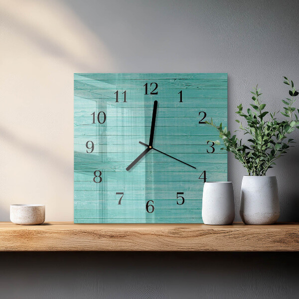 Wanduhr aus glas Grüne Bretter