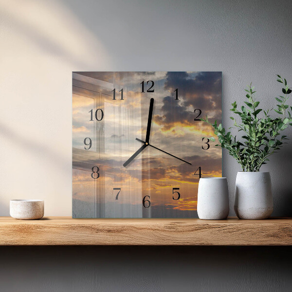 Wanduhr aus glas Sonnenuntergang