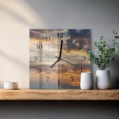 Wanduhr aus glas Sonnenuntergang