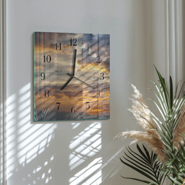 Wanduhr aus glas Sonnenuntergang