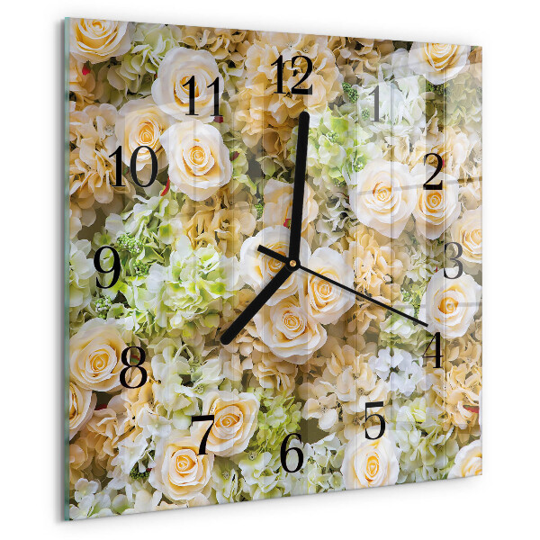 Wanduhr aus glas Elegante Blumen