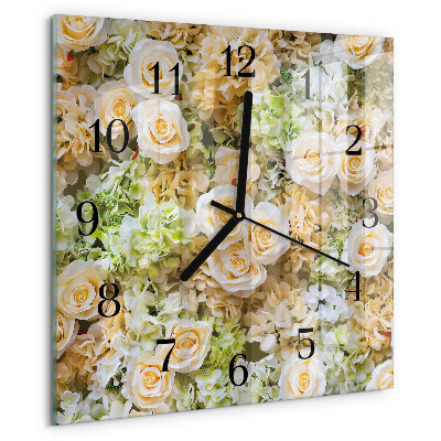 Wanduhr aus glas Elegante Blumen