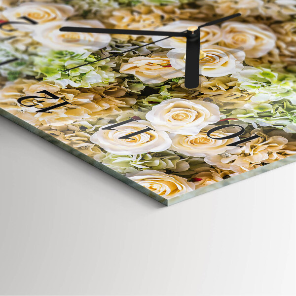 Wanduhr aus glas Elegante Blumen