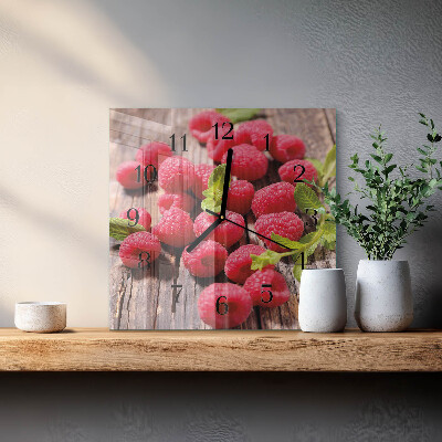 Wanduhr aus glas Himbeeren