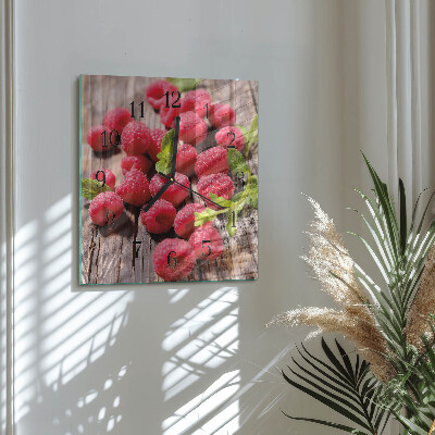 Wanduhr aus glas Himbeeren