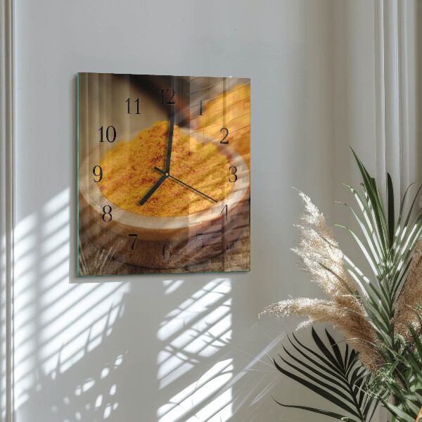 Wanduhr aus glas Kurkuma